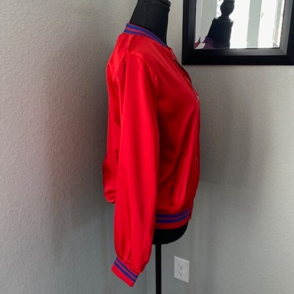 SUB_URBAN RIOT "Good Vibes" Red Silky Varsity Bomber Jacket Small - Picture 4 of 11